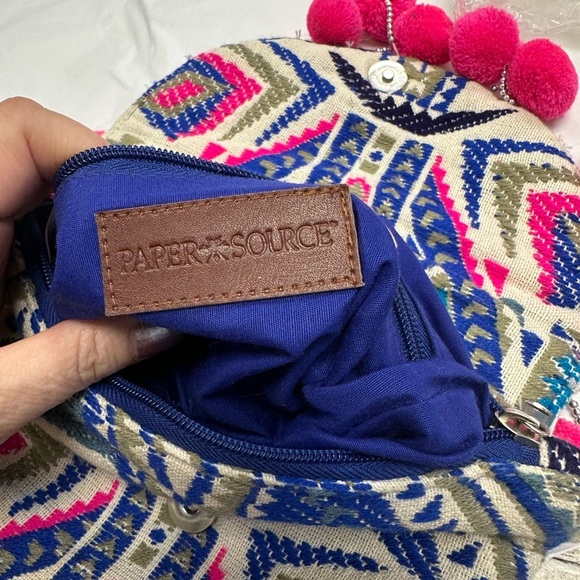 Paper Source Boho Pom Pom Clutch – Embroidered Tribal Print - Picture 7 of 9